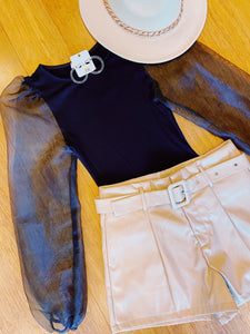 Leather Shorts- Taupe