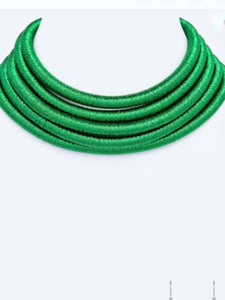 Kelly Green Layered Rope Necklace Set
