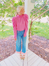 Load image into Gallery viewer, Pink Satin Puff Sleeve Blouse