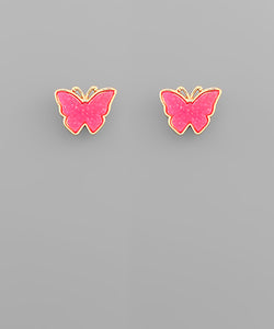 Butterfly Love Studs in Pink