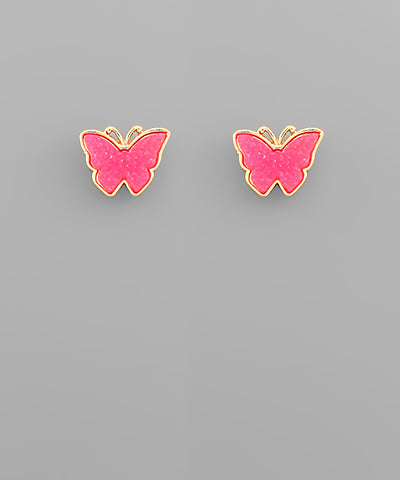 Butterfly Love Studs in Pink