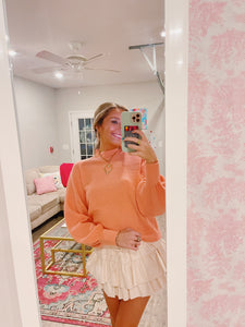 Coral Puff Sleeve Sweater