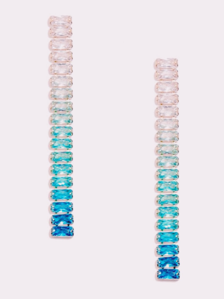 Crystal Drop Earrings- Blue