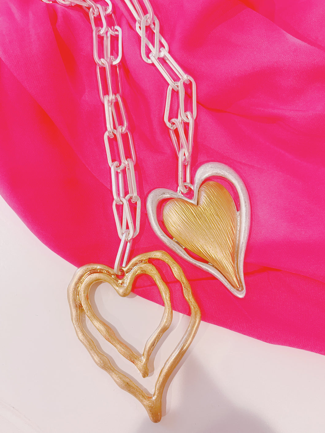 Heart Necklace- Double Gold Charm