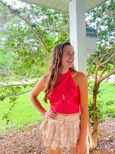 Load image into Gallery viewer, Satin Coral Halter Top