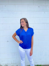Load image into Gallery viewer, Capri Blue Satin Top