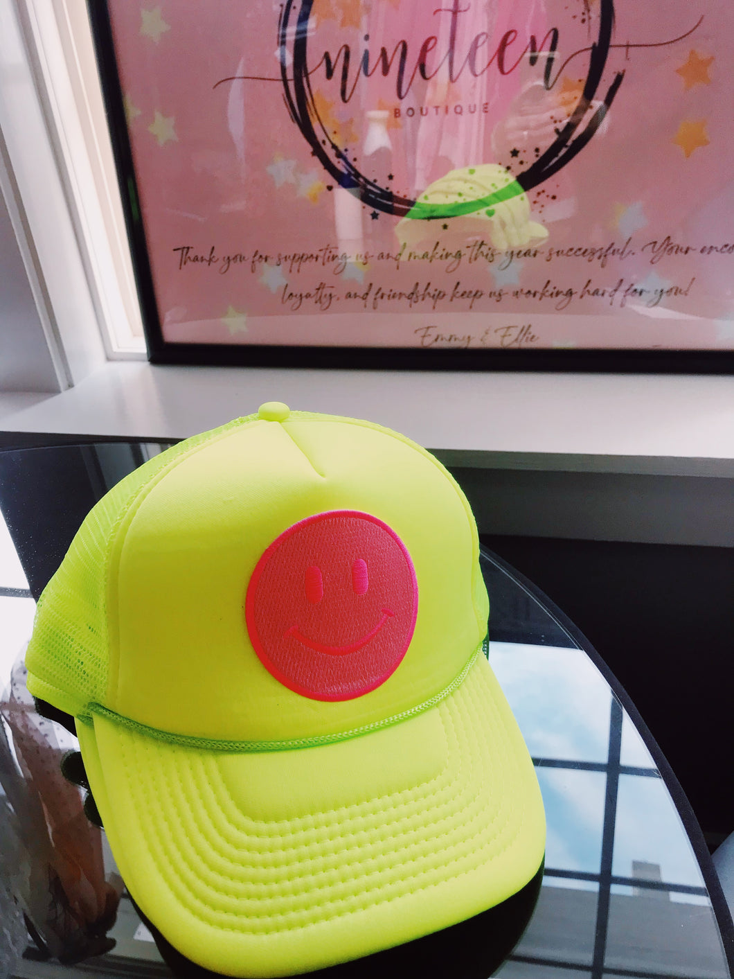 Neon Yellow Smiley Hat