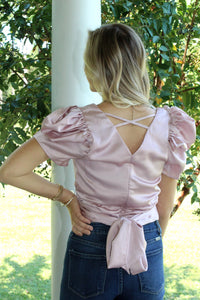 Silky Pink Puff Sleeve Top