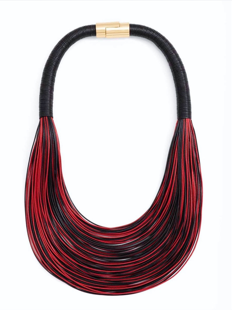 Zenzii Rope Necklace 2.0 in Red/ Black
